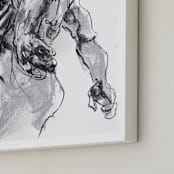 "Drawing 369 - Standing Man" - Art Print in Deep Charcoal by Derek overfield - Frame Close-up