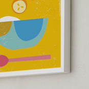 "Breakfast Bowl" - Art Print in Sunshine Yellow by sue prue - Frame Close-up