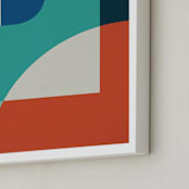 "Red Sun" - Art Print in Turquoise by Jennifer Morehead - Frame Close-up