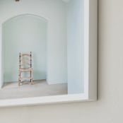 "Seated in Greece" - Art Print in Hint of Blue by Kaitie Bryant - Frame Close-up