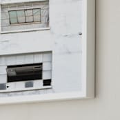 "Three Windows" - Art Print in distressed white by Kamala Nahas - Frame Close-up