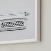 "The Typewriter" - Art Print in White on white by Cristiane - Frame Close-up
