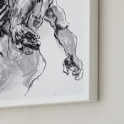 "Drawing 369 - Standing Man" - Art Print in Deep Charcoal by Derek overfield - Frame Close-up
