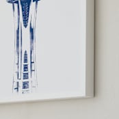 "Space Needle" - Art Print in Navy by Paul Berthelot - Frame Close-up