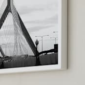"Bridges of Boston" - Art Print in Black and White by Kelsey McNatt - Frame Close-up