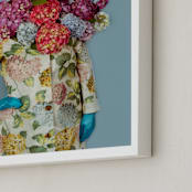 "Shes Blooming Worth " - Art Print in Summer Sky Blue by Theresa Bear - Frame Close-up