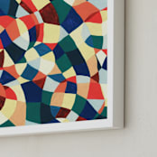 "Spanish Mosaic Abstract" - Art Print in vermilion red by Pooja Pittie - Frame Close-up