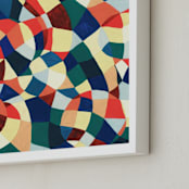 "Spanish Mosaic Abstract" - Art Print in vermilion red by Pooja Pittie - Frame Close-up