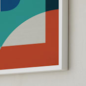 "Red Sun" - Art Print in Turquoise by Jennifer Morehead - Frame Close-up