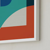 "Red Sun" - Art Print in Turquoise by Jennifer Morehead - Frame Close-up