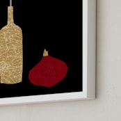 "Flower, onion, and a wine bottle" - Art Print in Red onion by Sonya Percival - Frame Close-up