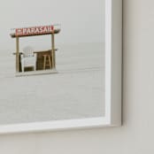 "The Beach" - Art Print in soft blue and tomato red by Baumbirdy - Frame Close-up