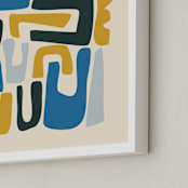 "Ocean Day" - Art Print in Ocean Blue by Beth Vassalo - Frame Close-up