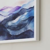 "Waves Watercolor" - Art Print in blue by Jen Merli - Frame Close-up