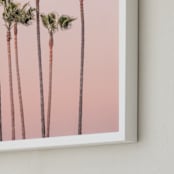 "Seven Palmtrees" - Art Print in Warm rosy sunset by Lisa Sundin - Frame Close-up