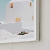 "Cycladic House II" - Art Print in Limestone by Tania Medeiros - Frame Close-up