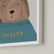 "Little Bear" - Personalized Art Print in Teal by Teju Reval - Frame Close-up
