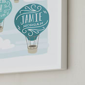 "Up and Away" - Personalized Art Print in Teal by Laura Hankins - Frame Close-up