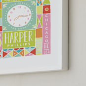 "Welcome to the World" - Personalized Art Print in Pastels by Shiny Penny Studio - Frame Close-up