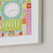 "Welcome to the World" - Personalized Art Print in Pastels by Shiny Penny Studio - Frame Close-up