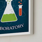 "Laboratory" - Personalized Art Print in Navy by Heather Schertzer - Frame Close-up