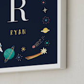 "Space Adventure" - Personalized Art Print in Midnight by Elly - Frame Close-up