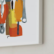 "Tools Collage" - Personalized Art Print in Steel by Mia Posada - Frame Close-up