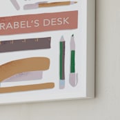 "My Workspace" - Personalized Art Print in Watermelon by Carolyn Kach - Frame Close-up