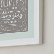 "Our Story" - Personalized Art Print in Gray by JeAnna Casper - Frame Close-up
