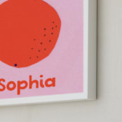 "My Fruity Family III" - Personalized Art Print in Citrus by Marta Crea - Frame Close-up