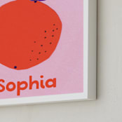 "My Fruity Family III" - Personalized Art Print in Citrus by Marta Crea - Frame Close-up