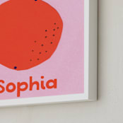 "My Fruity Family III" - Personalized Art Print in Citrus by Marta Crea - Frame Close-up