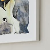 "For the Love of Penguins" - Art Print in Night Sky by Amy Ngo - Frame Close-up