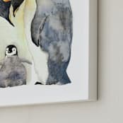 "For the Love of Penguins" - Art Print in Night Sky by Amy Ngo - Frame Close-up