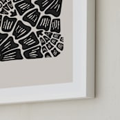 "Funky Floral" - Art Print in Sand by Carolyn Hunt - Frame Close-up