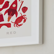"Ten Red Things" - Art Print in Red by Ana Peake - Frame Close-up
