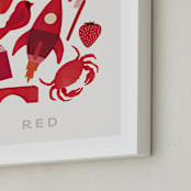"Ten Red Things" - Art Print in Red by Ana Peake - Frame Close-up