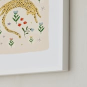 "tumbling cheetah" - Art Print in peach by Hannah Williams - Frame Close-up