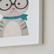 "Bonjour" - Art Print in aqua by Shirley Lin Schneider - Frame Close-up