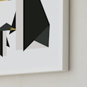 "Geo Penguins" - Art Print in Golden by Erica Krystek - Frame Close-up