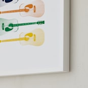 "This Old Guitar" - Art Print in Navy Blue by Heather Schertzer - Frame Close-up