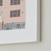 "Home in Greenpoint" - Art Print in Peach by Alicia Schultz - Frame Close-up
