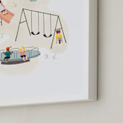 "Together" - Art Print in Playground Blue by JeAnna Casper - Frame Close-up