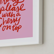 "Cherry on Top" - Art Print in Bubble Gum by Inkblot Design - Frame Close-up
