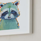 "Mr. Raccoon" - Art Print in Teal by Makewells - Frame Close-up