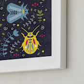 "Bug Friends" - Art Print in Midnight by Hannah Williams - Frame Close-up