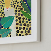 "Jungle Leopard" - Art Print in Dark Blue by melanie mikecz - Frame Close-up