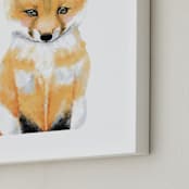 "Baby Animal.Fox" - Art Print in Osage Orange by Cass Loh - Frame Close-up