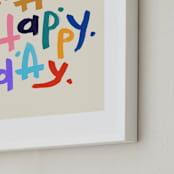 "Oh Happy Day!" - Art Print in Beige by Rachel Roe - Frame Close-up