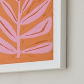 "Tall Flower" - Art Print in peach sorbet by Brandie Stonge - Frame Close-up